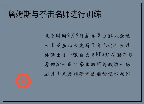 詹姆斯与拳击名师进行训练